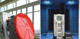 AESA-Radar von Hanwha im Simulator (links) und in der Messkammer (rechts). (Foto: Hanwha Systems)